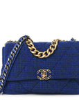 Tweed Quilted Large CHNL 19 Flap Blue