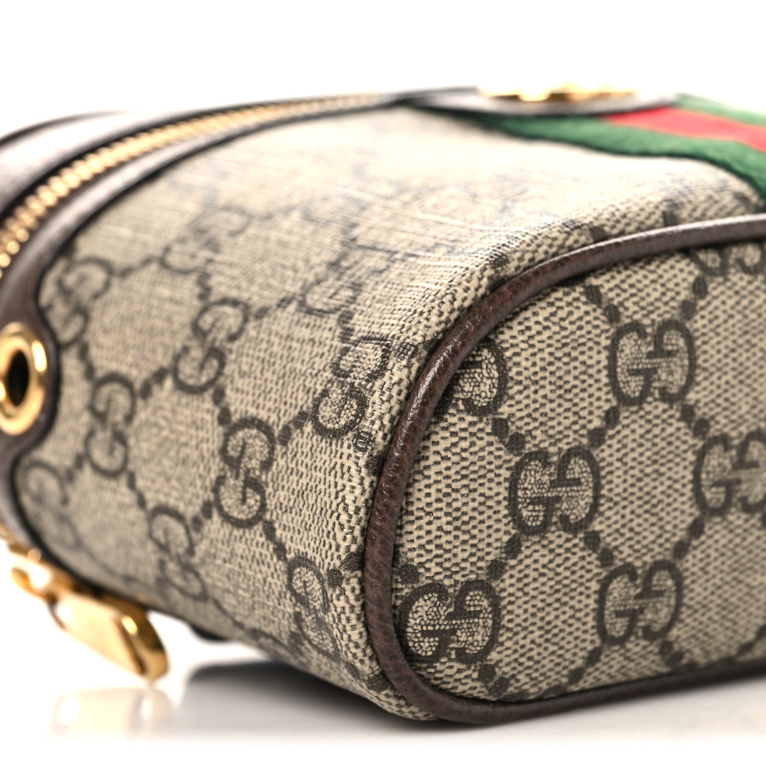 GG Supreme Monogram Textured Dollar Calfskin Web Ophidia Belt Bag 110 44 Beige Ebony New Acero