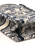 Canvas Toile de Jouy Reverse Embroidered Mini Book Tote Phone Bag Blue