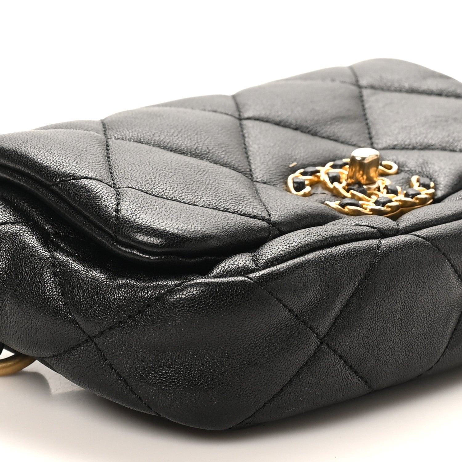 Goatskin Quilted CHNL 19 Waist Bag Black