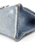 Nappa Denim Printed Hourglass Top Handle Bag Small Denim Blue