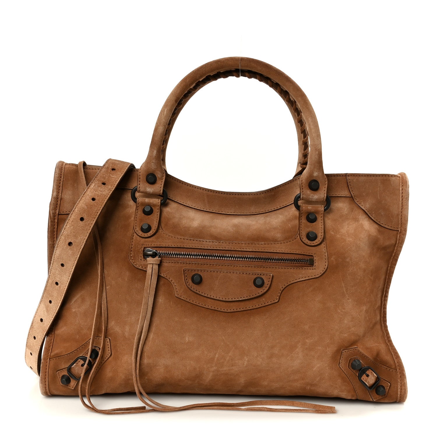Waxed Suede Calfskin Classic Hardware Medium Le City Camel