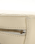 Lambskin Quilted CHNL 19 Round Clutch With Chain White
