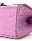 Shiny Calfskin Crocodile Embossed Hourglass Top Handle Bag XS Lilac
