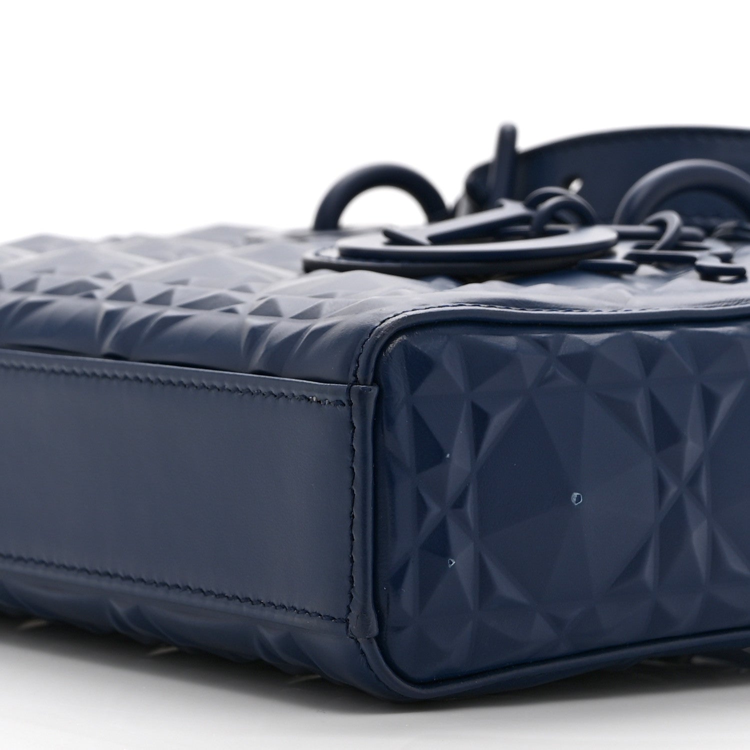Calfskin Cannage Diamond Medium Lady D-Joy Navy Blue