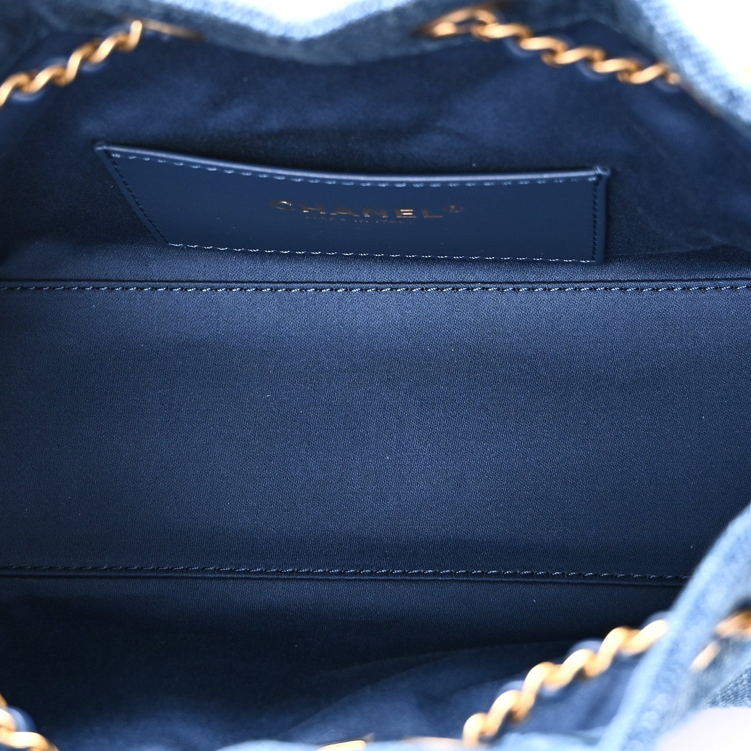Washed Denim Quilted Mini CHNL 25 Handbag Blue