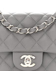 Caviar Quilted Mini Rectangular Flap Grey