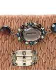 Velvet Matelasse Crystal Chain Shoulder Bag Cammeo