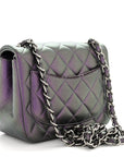 Iridescent Lambskin Quilted Mini Square Flap Dark Purple