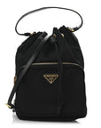 Saffiano Tessuto Nylon Mini Bucket Crossbody Bag Black
