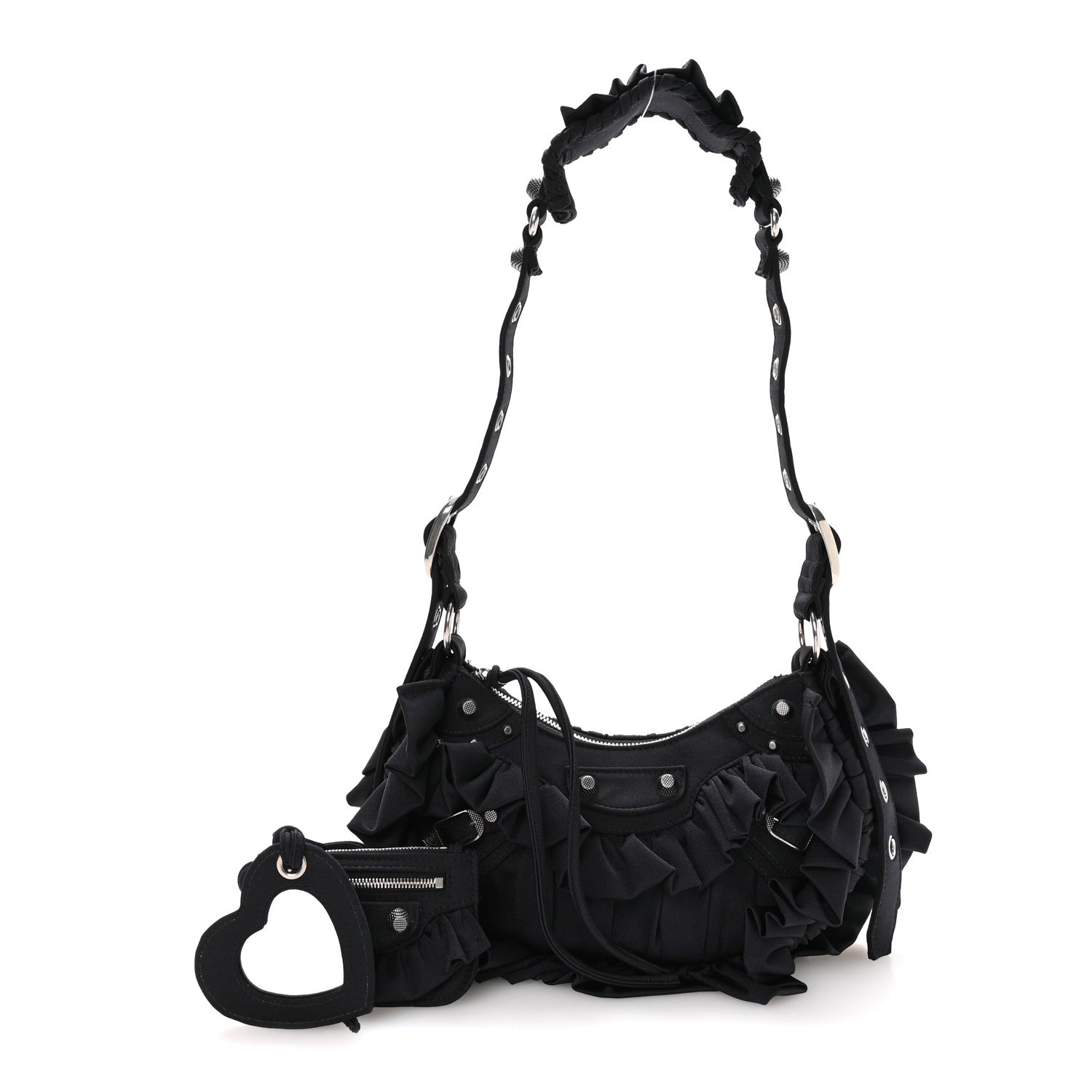 Ruffled Jersey Le Cagole Shoulder Bag XS Black