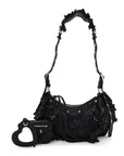Ruffled Jersey Le Cagole Shoulder Bag XS Black