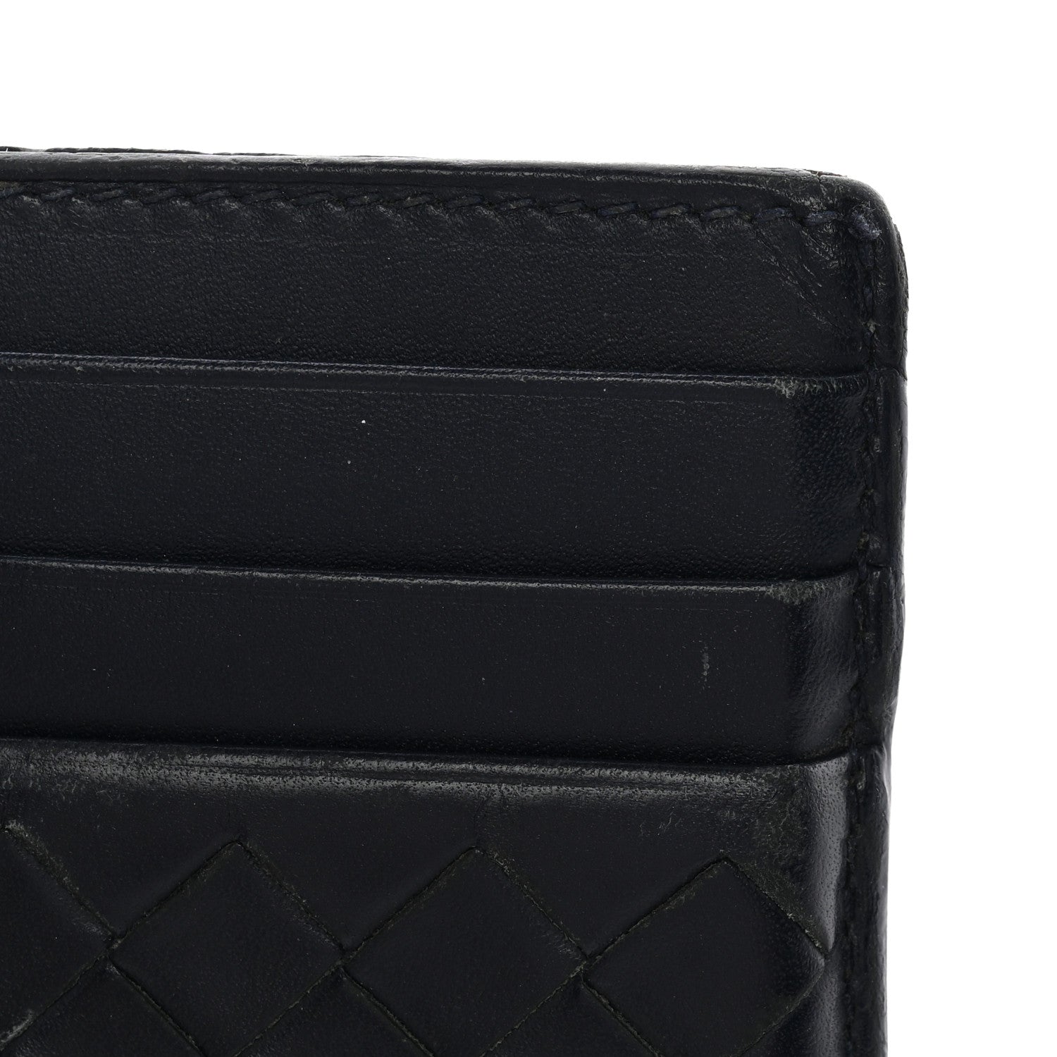 Nappa Intrecciato Card Holder Deep Blue