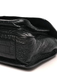 Crocodile Embossed Lambskin Monogram Medium Niki Chain Satchel Black