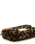 Shearling Vitello Dolce Macro FF 1974 Mini Baguette Tobacco Black