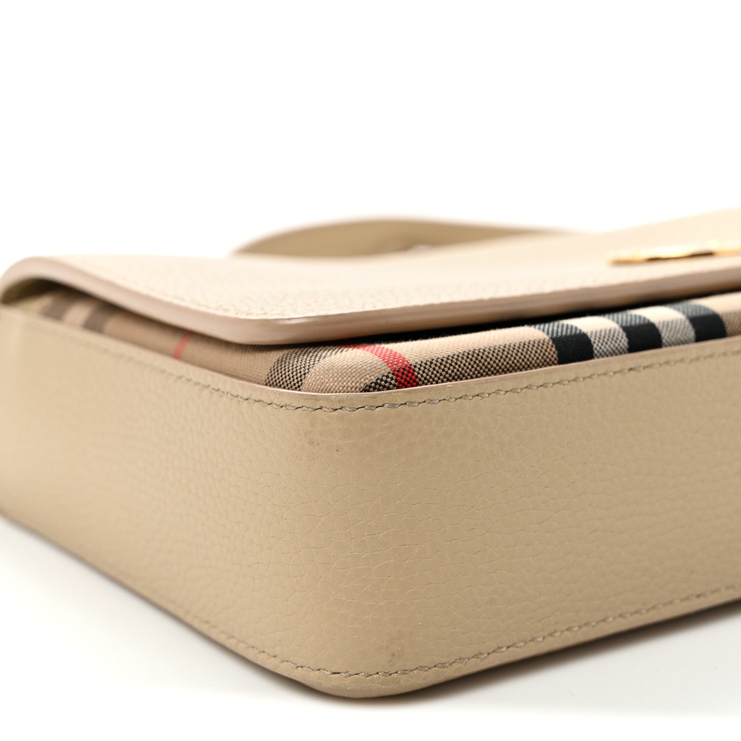 Grainy Calfskin Vintage Check Hampshire Crossbody Beige