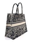 Canvas Embroidered Large D1ORiviera Toile De Jouy Reverse Book Tote Blue