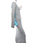 Shiny Calfskin Crocodile Embossed Hourglass Top Handle Bag XS Turquoise