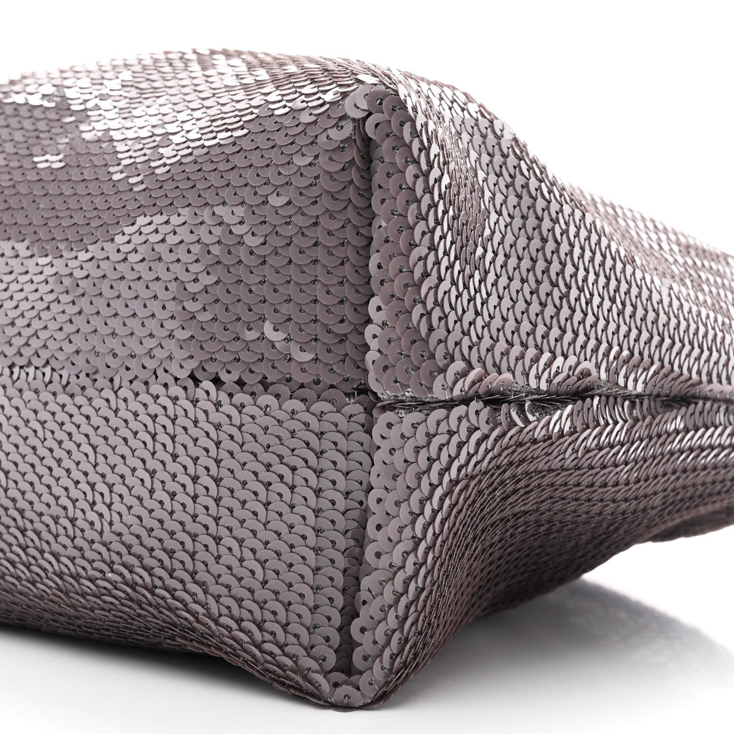 Sequin Medium Donut Chain Flamenco Knot Clutch Grey