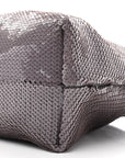 Sequin Medium Donut Chain Flamenco Knot Clutch Grey