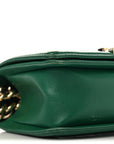 Lambskin Quilted Small Boy Flap Green