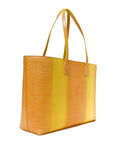 Calfskin Lizard Embossed Medium London Tote Marigold