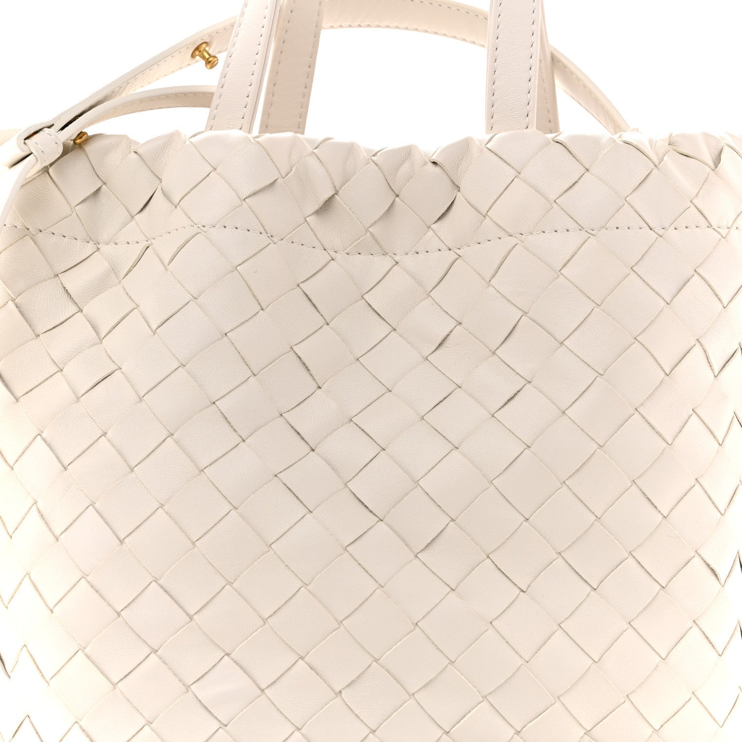 Calfskin Intrecciato Small Castello Bucket Bag White