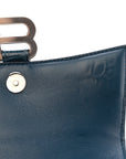 Shiny Calfskin Crocodile Embossed Hourglass Top Handle Bag XS Denim Blue
