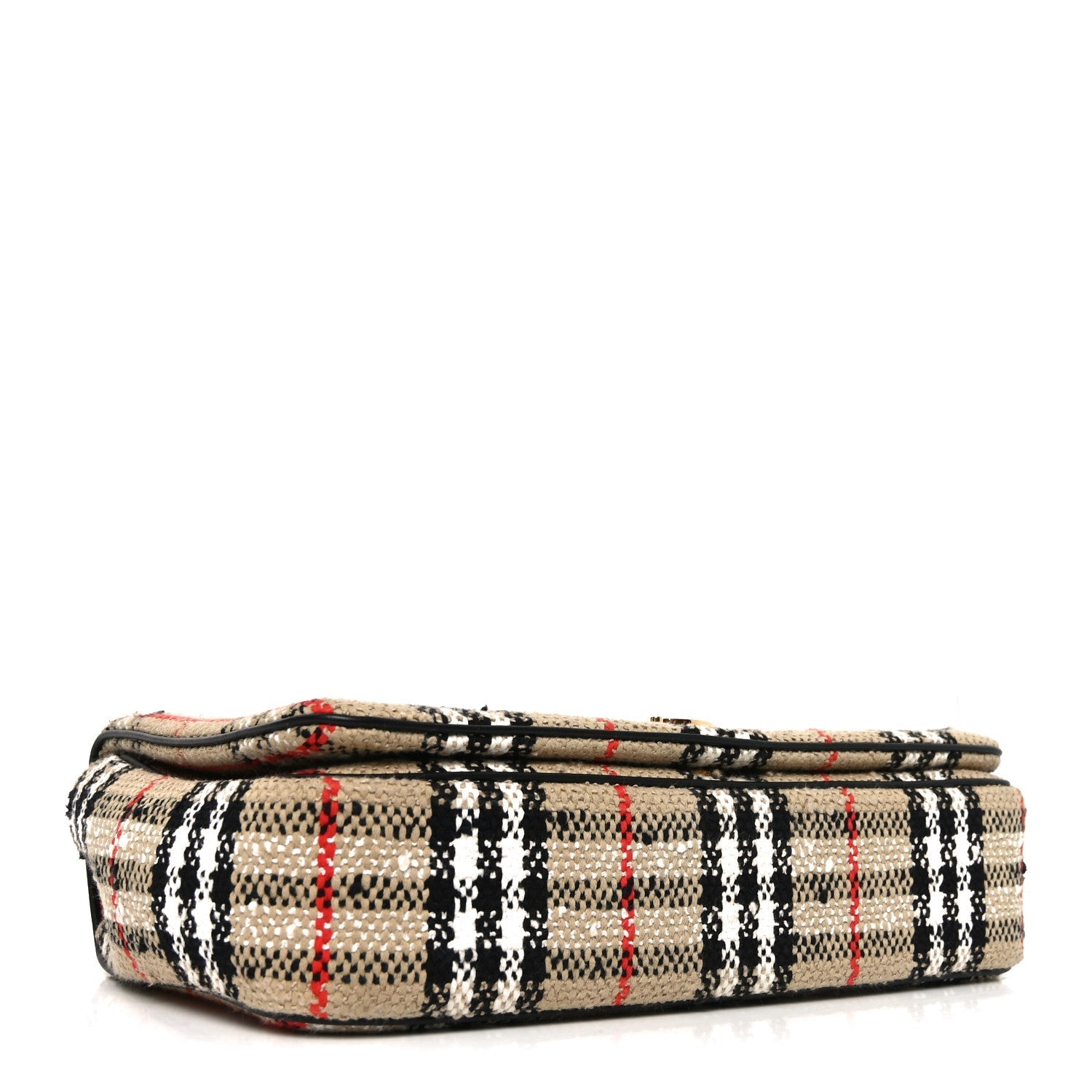 BBERRY Calfskin Boucle Check Medium Lola Chain Bag Archive Beige