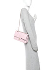 Caviar Quilted Medium Double Flap Light Pink