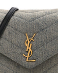 Denim Y Quilted Monogram Toy Loulou Crossbody Bag Grey