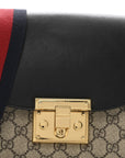 GG Supreme Monogram Web Medium Padlock Messenger Shoulder Bag Black