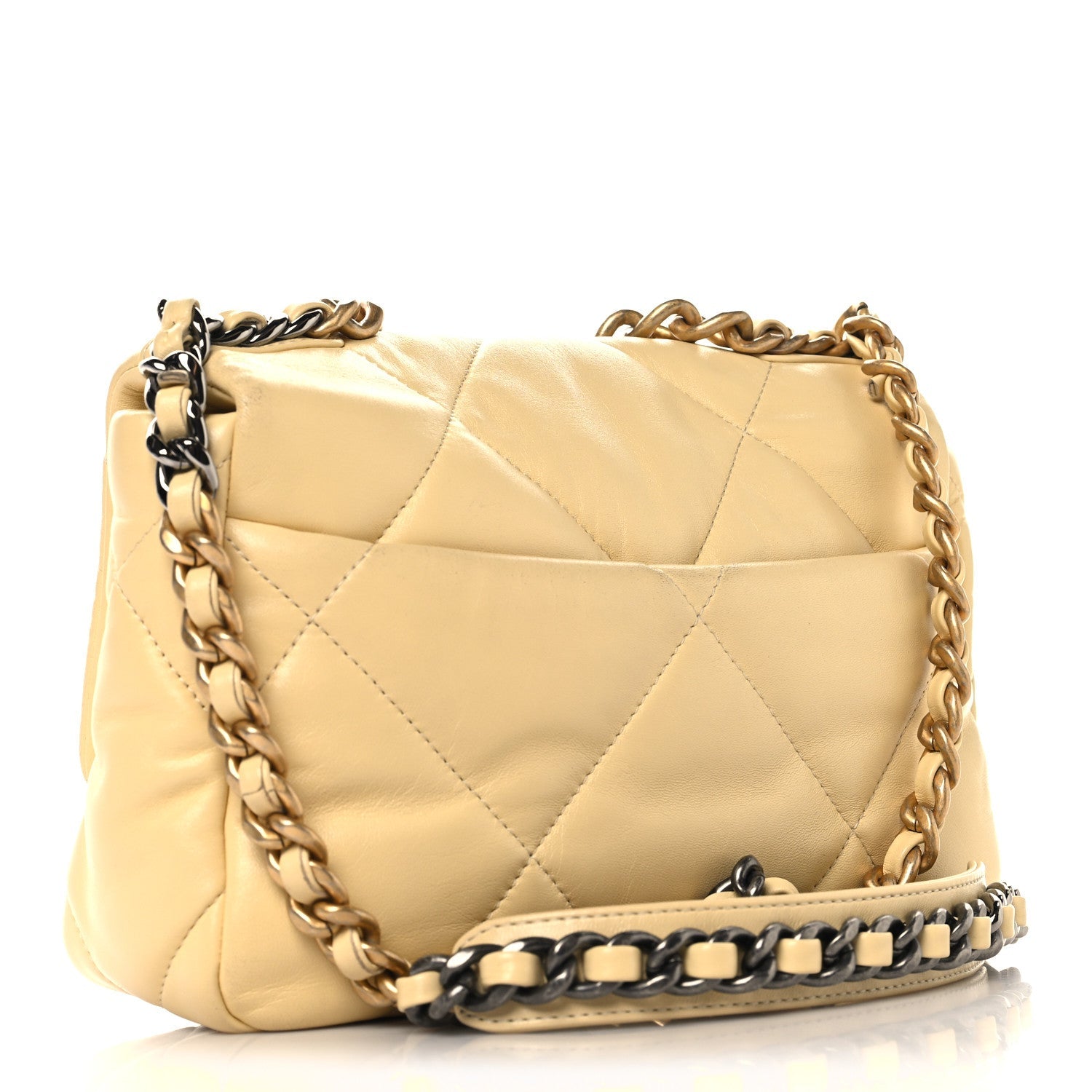 Lambskin Quilted Medium CHNL 19 Flap Yellow