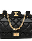 Aged Calfskin Quilted 2.55 Reissue Mini Hanger Flap Black