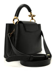 Taurillon Embellished Flower Handle Capucines BB  Black