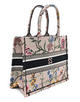 Canvas Embroidered Petites Fleurs Medium Book Tote Rose Multicolor