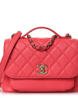Caviar Quilted Small Business Affinity Flap Dark Pink