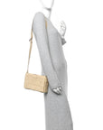 Paper Calfskin Maxi Intrecciato Cassette Crossbody Bag Porridge