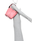 Supple Calfskin Small Bucket Bag Bright Coral Pink