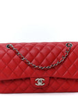 Caviar Quilted Medium Double Flap Red