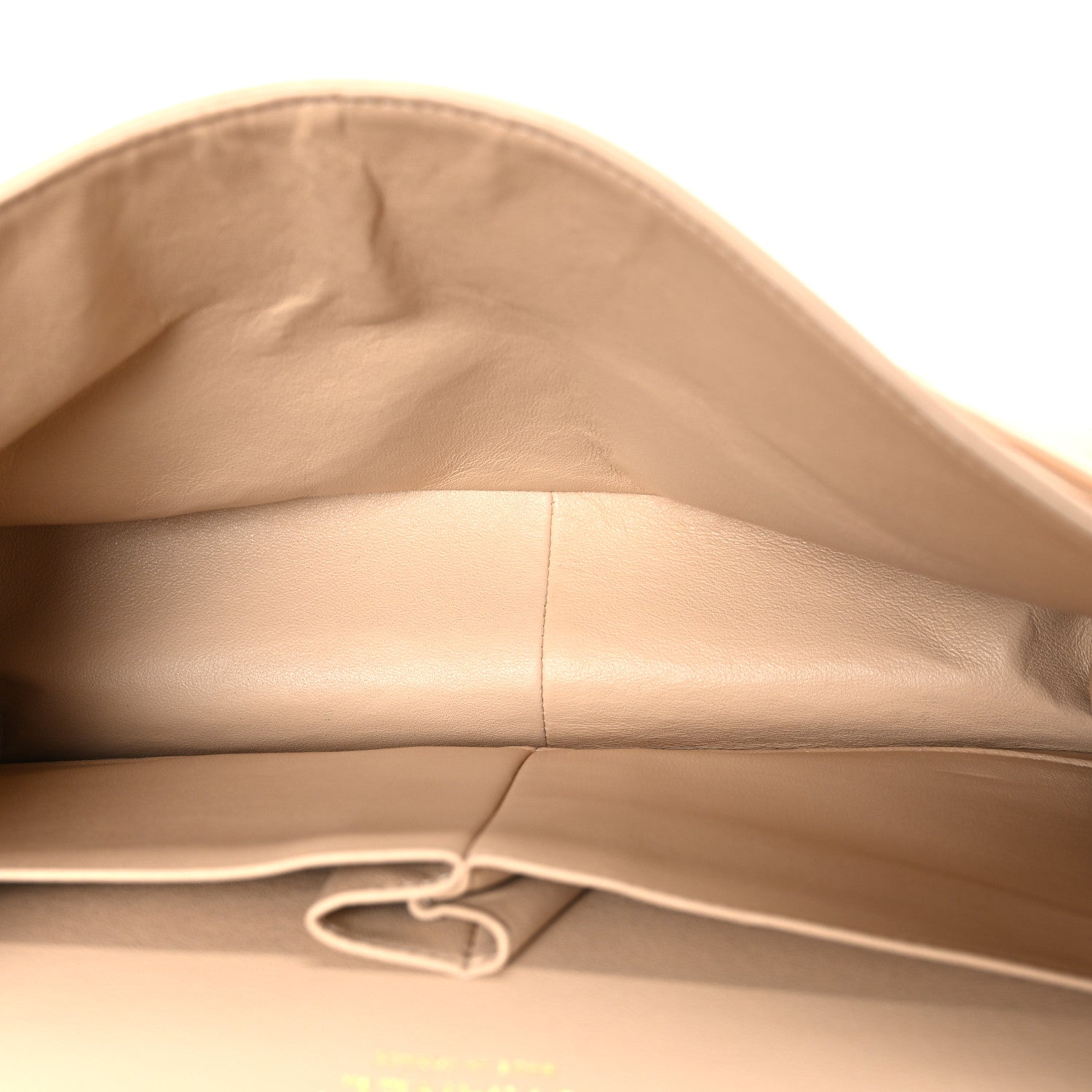 Lambskin Quilted Jumbo Double Flap Beige