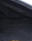 Tweed Quilted Large CHNL 19 Flap Navy Blue