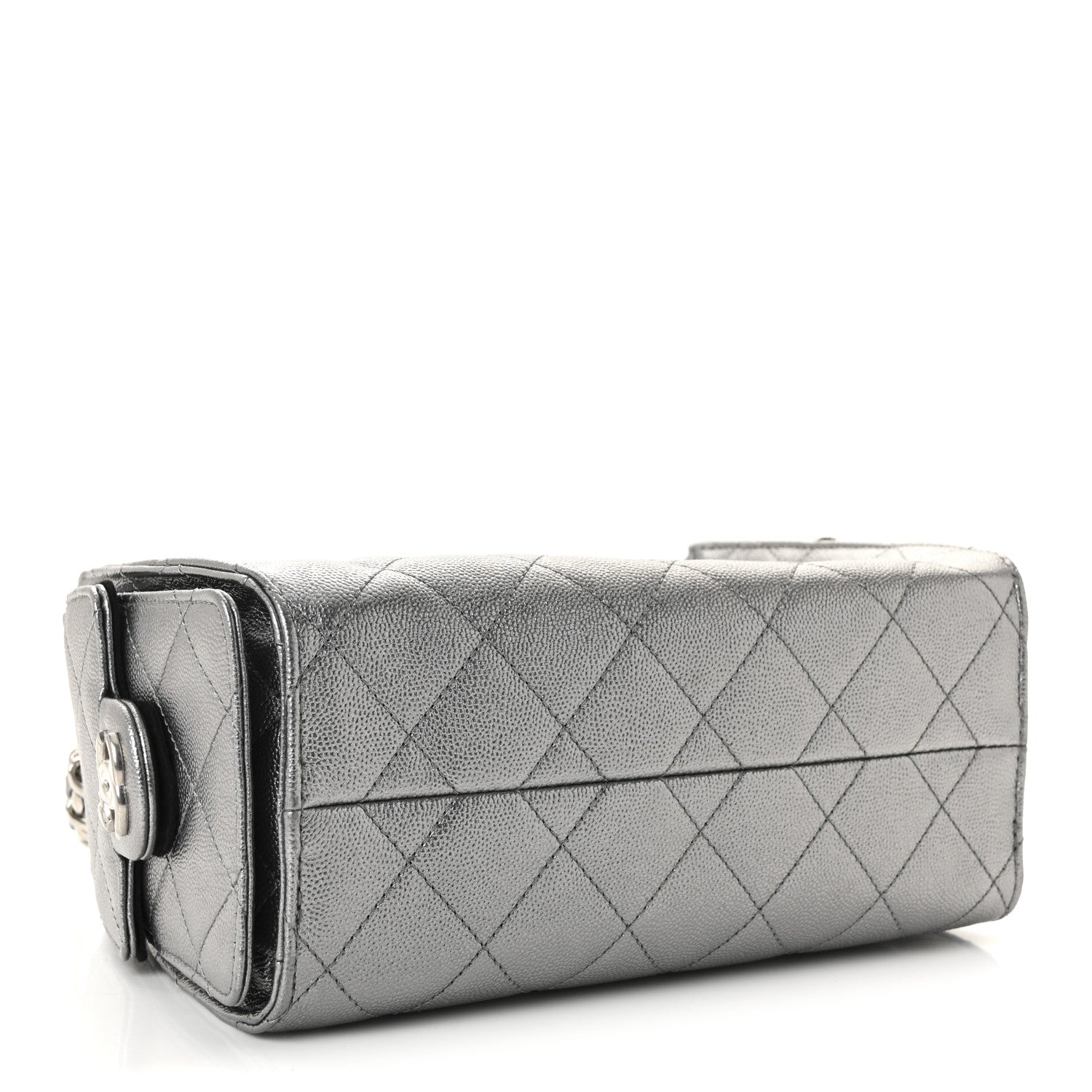 Metallic Caviar Quilted Mini CHNL 25 Handbag Anthracite