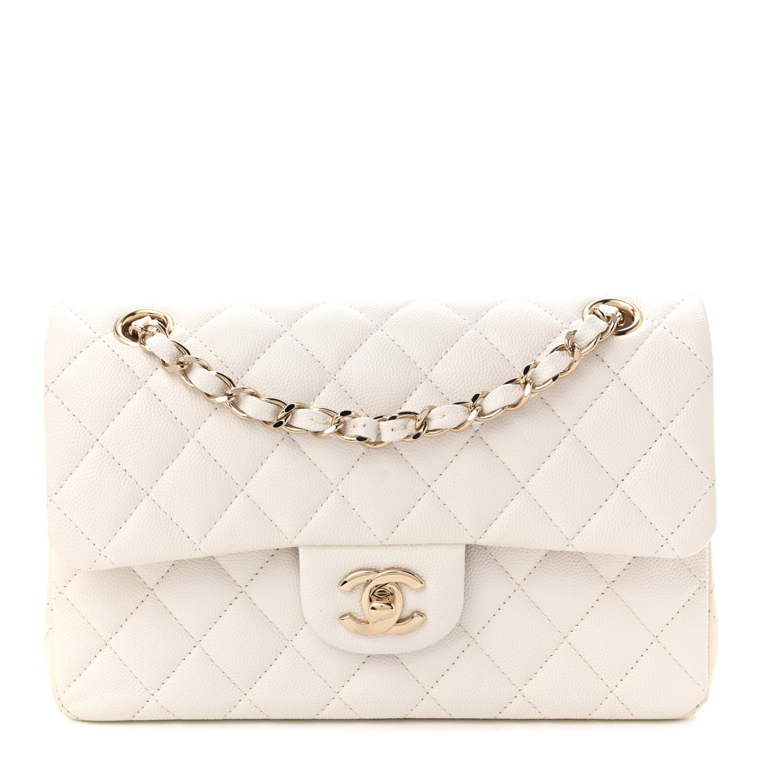 Caviar Quilted Small Double Flap White