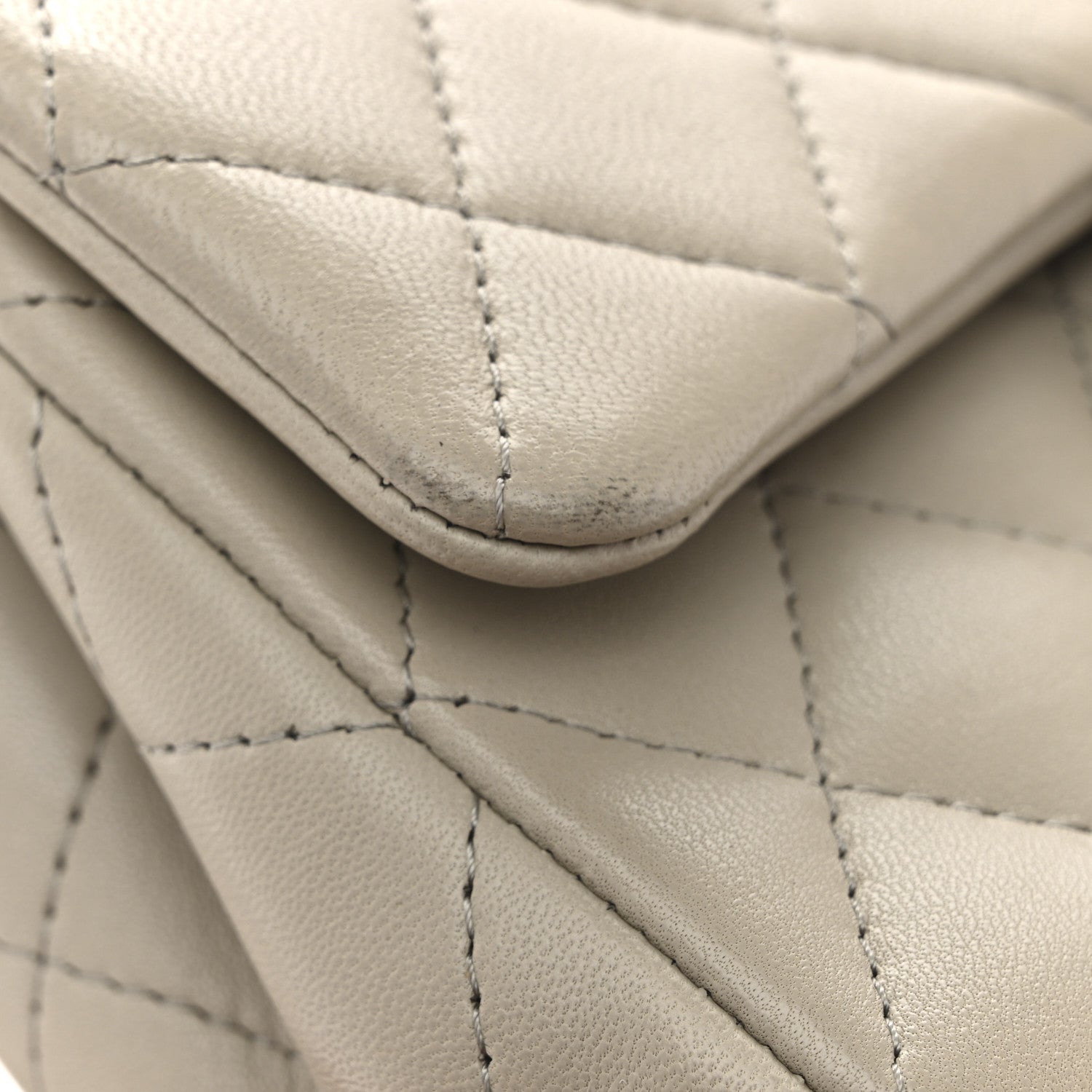Lambskin Quilted Mini Rectangular Flap Grey
