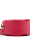 Lambskin Quilted CHNL 19 Round Clutch With Chain Pink