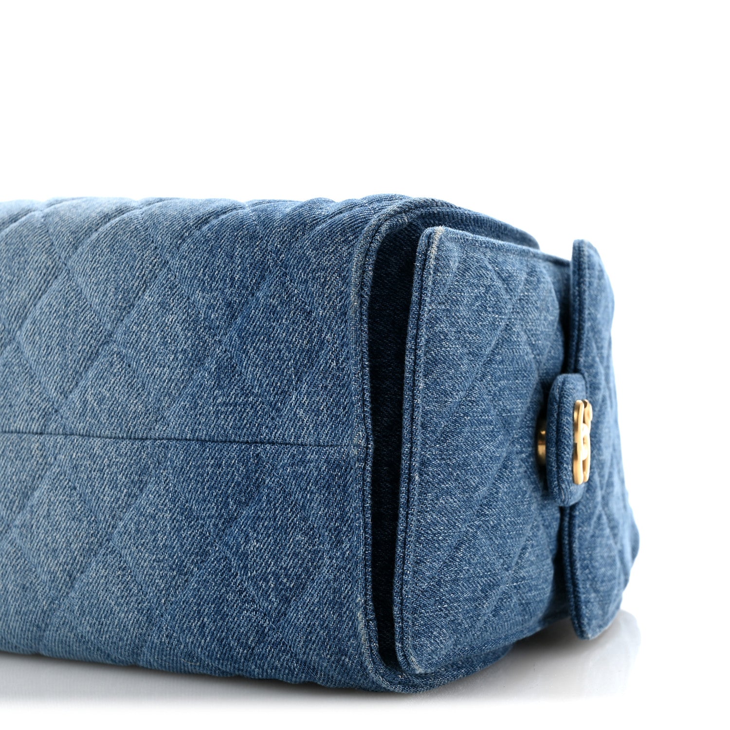 Washed Denim Quilted Small CHNL 25 Handbag Blue