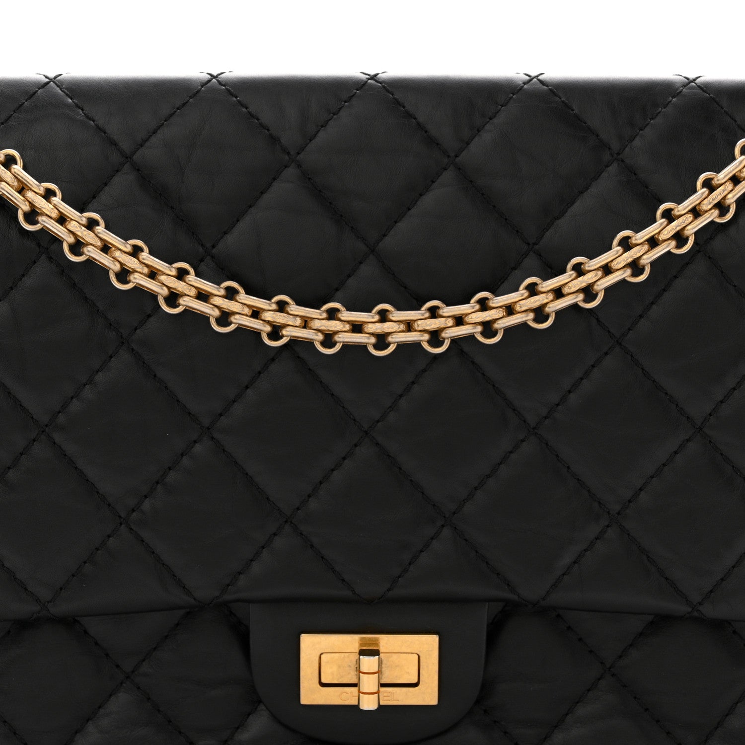Aged Calfskin Quilted 2.55 Reissue 226 Flap Black