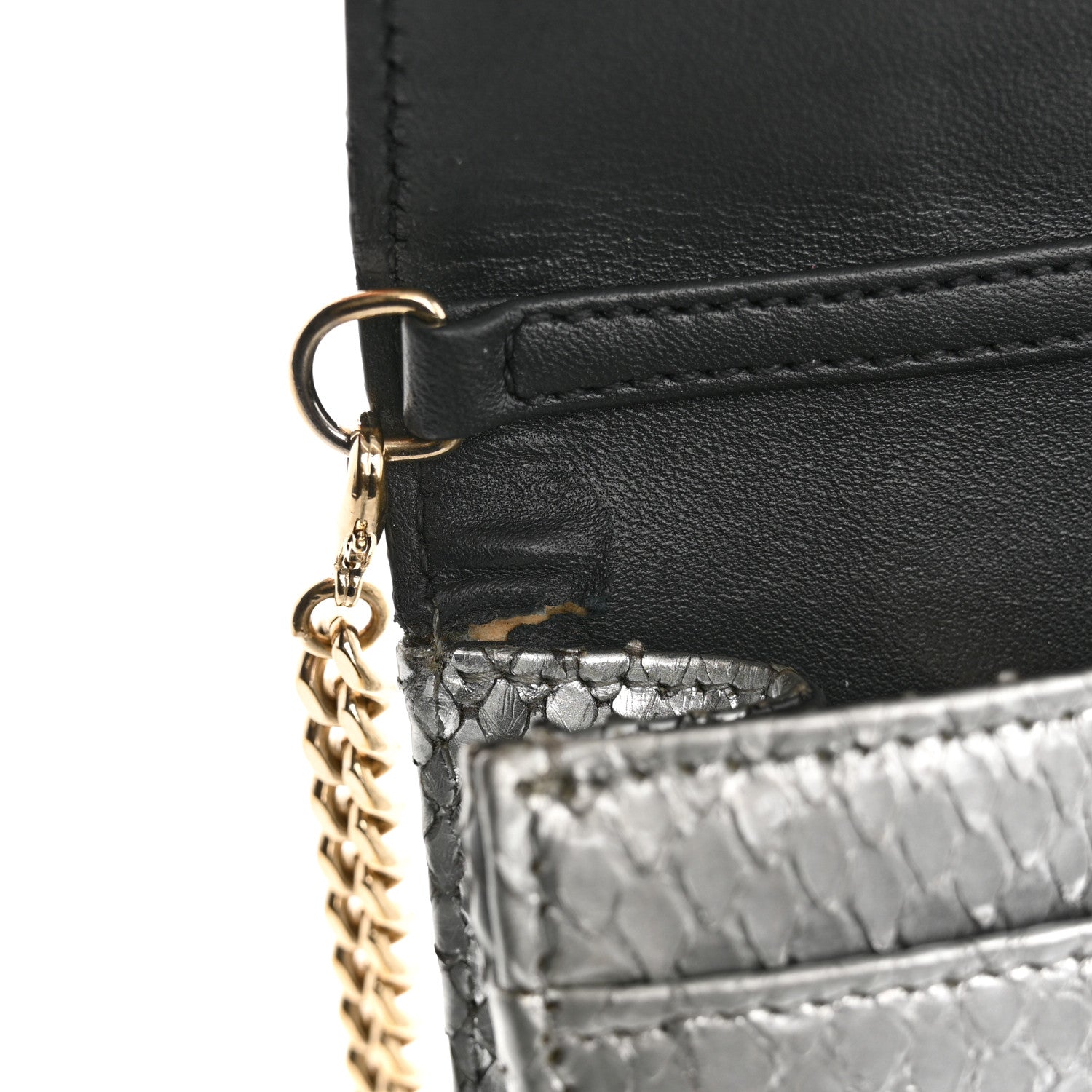 Snakeskin D1ORama Wallet on Chain Pouch Silver