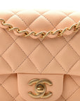 Lambskin Quilted Mini Rectangular Flap Beige